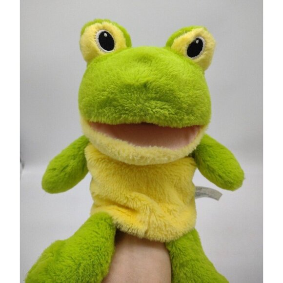 Spark Create Imagine Green Frog 10" inch Plush Hand Puppet Frog Ribbit Sound - Picture 2 of 10